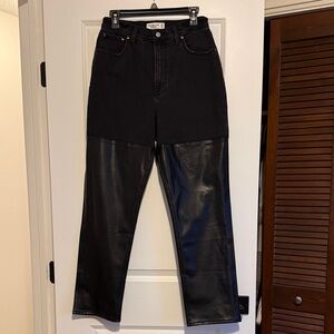 Black Leather Panel Abercrombie Women Jeans - NWT 29R Curve Love